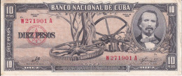 BILLETE DE CUBA DE 10 PESOS DEL AÑO 1960 (FIRMA DEL CHE GUEVARA) DE CARLOS MANUEL CESPEDES  (BANK NOTE) - Cuba