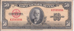 BILLETE DE CUBA DE 50 PESOS DEL AÑO 1950 DE CALIXTO GARCIA (BANKNOTE) - Cuba