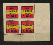 EMISIONES LOCALES , MÁLAGA - SALARES , FES. 4 ** , BL/4 , PRO SALARES - Spanish Civil War Labels