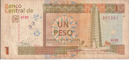 BILLETE DE CUBA DE 1 PESO CONVERTIBLE DEL AÑO 2016 (BANKNOTE) - Kuba