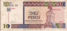 BILLETE DE CUBA DE 10 PESOS CONVERTIBLES DEL AÑO 2011 (BANKNOTE) MAXIMO GOMEZ - Cuba