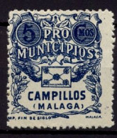 EMISIONES LOCALES , MÁLAGA - CAMPILLOS , FES. 1 * , PRO MUNICIPIOS - Spanish Civil War Labels