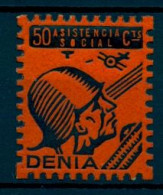 EMISIONES LOCALES , ALICANTE - DENIA , FES. 4 ** , ASISTENCIA SOCIAL - Spanish Civil War Labels