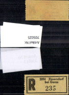705025 Einschreibezettel Rekozettel R-Zettel Zissersdorf Bei Geras - Andere & Zonder Classificatie