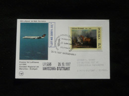 Lettre Premier Vol First Flight Cover Warsaw Poland -> Stuttgart Lufthansa 1997 - Covers & Documents