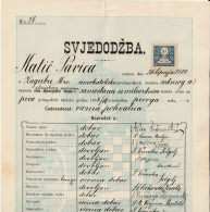 CROATIA  / K. U. K. AUSTRIA  -  VISA DJEVOJACKA . SK. U SAM.  Ss MILOSRDNICA  CERTIFICATE  - 1914  - TAX STAMP 30 FILLER - Diplômes & Bulletins Scolaires