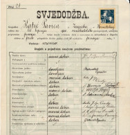 CROATIA  / K. U. K. AUSTRIA  - ZENSKA UCITELJSKA . SK. U SAM.  Ss MILOSRDNICA  CERTIFICATE - 1916  - TAX STAMP 30 FILLER - Diplômes & Bulletins Scolaires