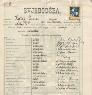 CROATIA  / K. U. K. AUSTRIA  - ZENSKA UCITELJSKA . SK. U SAM.  Ss MILOSRDNICA  CERTIFICATE - 1919  - TAX STAMP 30 FILLER - Diplômes & Bulletins Scolaires