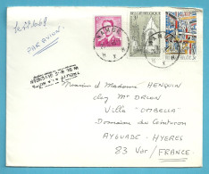 1069 Op Brief Per Luchtpost (avion) Stempel NAMUR Naar France, Stempel IN DE BUS GEVONDEN / TROUVE A LA BOITE - 1953-1972 Bril