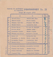 Romania - Lottery Ticket - Billet De Loterie - Pronosport - Stampila Regiunea Stalin (1954) - Billetes De Lotería
