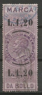 Italy Italia MARCA DA BOLLO Overprinted L1.20 Used 1866 - Fiscaux