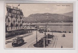 TRAM TRAMWAY FILOBUS COMO PIAZZA CAVOUR  SUISSE METROPOLE ALBERGO  VG  1920 - Tramways