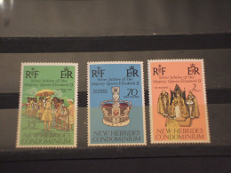 NUOVE HEBRIDI (Inglese)- 1977 SILVER JUBILEE REGINA 3 VALORI - NUOVO(++) - Unused Stamps