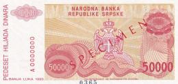 BOSNIA AND HERZEGOVINA, UNC, SPECIMEN 0365, P-150, 50.000 DINARA, BANJA LUKA 1993 - Bosnie-Herzegovine