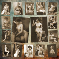 Set Of 16 Pinup Antique Vintage Nude Reproduction Postcards Erotic Art Risqué Victorian French Art Vol 1 - POSC-RISQ-1 - Pin-Ups