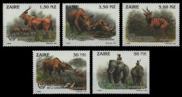 Kongo-Zaire 1993 - Mi-Nr. 1079-1083 ** - MNH - Wildtiere / Wild Animals - Unused Stamps