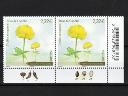 2022 French Andorra Flower Rose Pair From Bottom Right Corner With Seeds In Border MNH - Nuevos