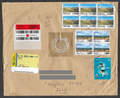 Peru Registered Cover Inflation , With Parks , Forests, Soccer Recents Stamps Sent To Peru - Gebraucht