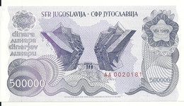 YOUGOSLAVIE 500000 DINARA 1989 UNC P 98 - Yougoslavie