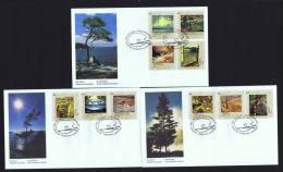 1995  Group Of Seven Paintings  Sc 1559a-61c From Booklet  On 3 FDCs - 1991-2000