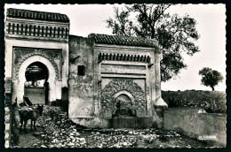 A66  MAROC CPSM MEKNES - FONTAINE ET PORTE SUR LES REMPARTS - Collections & Lots