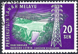 MALAYAN FEDERATION 1963 20c Green & Reddish Violet, Cameron Highlands Hydro-Electric Scheme SG35 FU - Malaysia (1964-...)