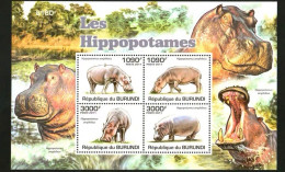 Burundi 2011 Wild Animals Hippo African Hippo,MS MNH - Ungebraucht