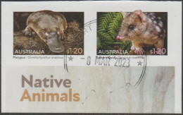 AUSTRALIA - DIE-CUT-USED 2022 $2.40 Native Animals - Pair From Sheetlet, Backing Attached - Used Stamps