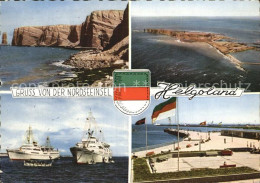 72448620 Helgoland Fliegeraufnahme Steilfelsen Schiffe Hafen Helgoland - Helgoland