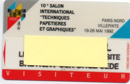 Carte Salon Badge SALON INTERNATIONAL PAPETERIE ET GRAPHIQUES  Card FRANCE Karte (F 596) - Beurskaarten