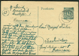 OSNABRÜCK 1946 12Pf-Kontrollrat I GANZSACHE Orts-o Heimatbeleg > Saar Saarbrücken 1946 Inlandtarif ! - Postal  Stationery