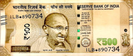 INDIA 2017 Rs.500.00 Rupees Replacement Note Fancy "Star Note" Number 1LB * 890734 USED 100% Genuine As Per Scan - Inde