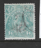 Australia 1918 - 1923 1/4 Turquoise Blue KGV Definitive Single Watermark Perf 14 FU - Usados