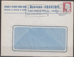 " Fleurs Et Plumes Pour Mode "    Sur Lettre Fenetre  Pub De PARIS X   Le 1 7 1961   Avec Mne De DECARIS 25c - Briefe U. Dokumente