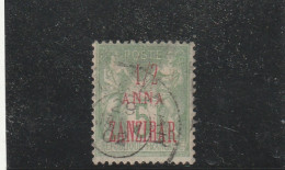 ///   FRANCE  ///  ZANZIBAR ---  5 Cts Vert  N°1a Surcharge Rouge Côte 30€ - Used Stamps