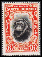 1931. NORTH BORNEO. 1881-1931 JUBILEE. 6 CENTS ORANG-UTAN Hinged. (MICHEL 217) - JF540010 - Noord Borneo (...-1963)
