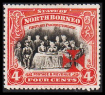 1916. NORTH BORNEO. Country Motives. 4 C. With Overprint Malthese-cross. Hinged. (MICHEL 149a) - JF540014 - Noord Borneo (...-1963)