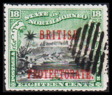 1901-1902. NORTH BORNEO. STATE OF NORTH BORNEO Overprinted BRITISH PROTECTORATE 18 CENTS.  (Michel 105) - JF540036 - Nordborneo (...-1963)