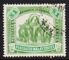 1904-1922. FEDERATED MALAY STATES Elephants. $1.  (Michel 35) - JF540044 - Federated Malay States