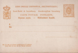 1879. LUXEMBOURG. CARTE POSTALE. 10 Centimes Double Card With Response Payee. - JF445177 - Postwaardestukken