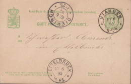 1890. LUXEMBOURG. 5 CENTIMES CARTE POSTALE With 3 Different Beautiful Cancels VIANDEN + DIEKIRCH + ETTELBR... - JF445179 - Postwaardestukken