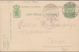 1915. LUXEMBOURG. 5 CENTIMES CARTE POSTALE To Wien Cancelled LUXEMBURG VILLE 30.7.15 + Censor Cancel Ausla... - JF445180 - Entiers Postaux