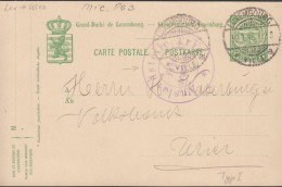 1915. LUXEMBOURG. 5 CENTIMES CARTE POSTALE To Wien Cancelled LUXEMBURG VILLE 30.7.15 + Censor Cancel Ausla... - JF445180 - Ganzsachen