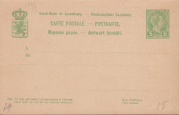 1906. LUXEMBOURG. CARTE POSTALE. 5 Centimes Double Card Grossherzog Adolf With Response Payee. - JF445183 - Postwaardestukken