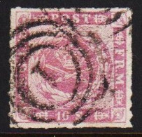 1863. DANMARK. Rouletted.__ 16 Skilling Cancelled 1. Rare And Fine Stamp.  (Michel 10) - JF540051 - Usati