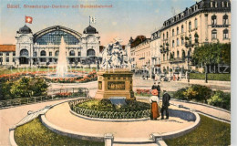 13841808 Basel BS Strassburger Denkmal Mit Bundesbahnhof Basel BS - Altri & Non Classificati