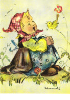 ILLUSTRATION, HUMMEL, NR. 812, CHILD, GIRL, BIRD, SIGNED, POSTCARD - Hummel