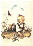 ILLUSTRATION, HUMMEL, YOUNG CRAWLER, NR. 62.1143, CHILD, BOY, BIRD, SIGNED, POSTCARD - Hummel