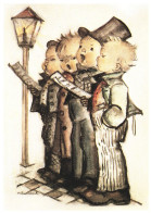 ILLUSTRATION, HUMMEL, QUARTET, NR. 62.1284, CHILDREN, BOYS, CANDLE, SINGING, SIGNED, POSTCARD - Hummel