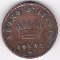 Lombardie . 1 Soldo 1813 M Milano, Napoléon I , En Cuivre , C# 3 - Napoleónicas